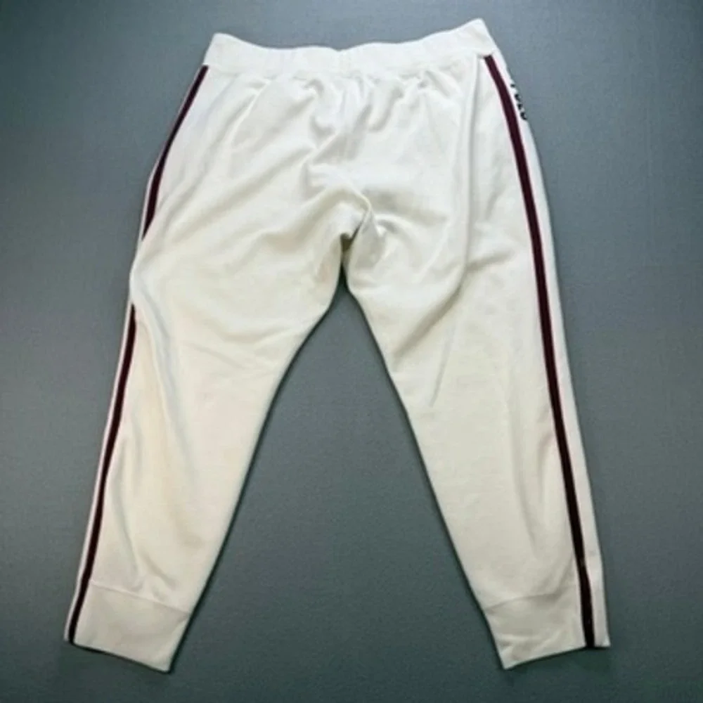 Polo Ralph Lauren Track Pants Mens Relaxed XL White Burgundy Side Stripe Joggers